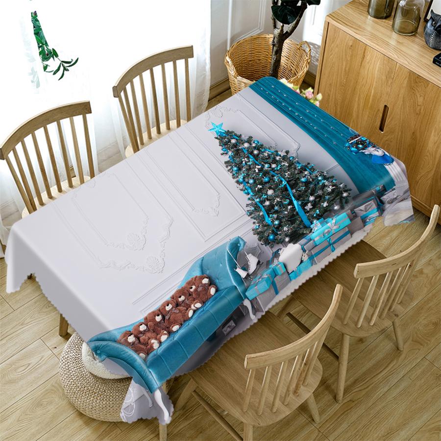 Weihnachtstischdecke Klavier und Weihnachtsbaum Dekorationsmuster Rechteckige Runde Tischdecke Dicke Baumwollabdeckung Handtuch