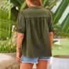 Women's Fashion Summer Button-Down Shirt Short Sleeve V Neck Cotton Formal Casual Women's Top Shirt