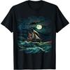 Sailor Boat Sea Clouds Moon Sailing Cotton Men T Shirt