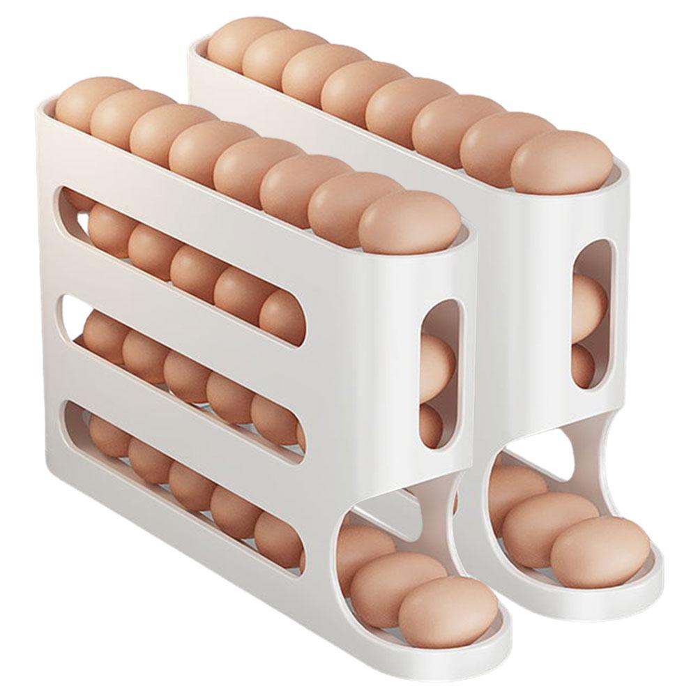 4 Layers Refrigerator Egg Storage Box Large Capacity Kitchen Rolling Eggs Container Rolling Eggs Dispenser for Fridge Countertop