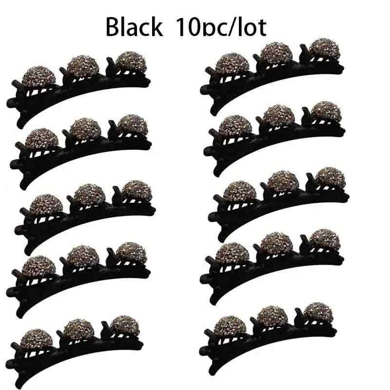 Molans Fashion Round Rhinestone Braided Flocking Hairpin Hair Hoop Broken Hair Clip Women Fixed Headband Lazy Hair Accessories