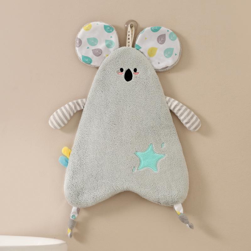 Soft Cute Cartoon Coral Fleece Hanging Hand Towel - Absorbent Kitchen Wiping Cloth