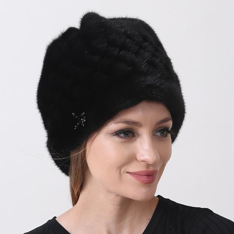 Γυναικεία καπέλα ανανά από γούνα πραγματικά βιζόν, χειμωνιάτικα ζεστά, πολυτελή καπέλο από φυσική γούνα Καπέλα χιονιού εξωτερικού χώρου