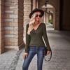 Pullovers Solid Color Pit Strip Abraded Casual V-neck Splicing Zipper Long-sleeved Bottoming Shirt
