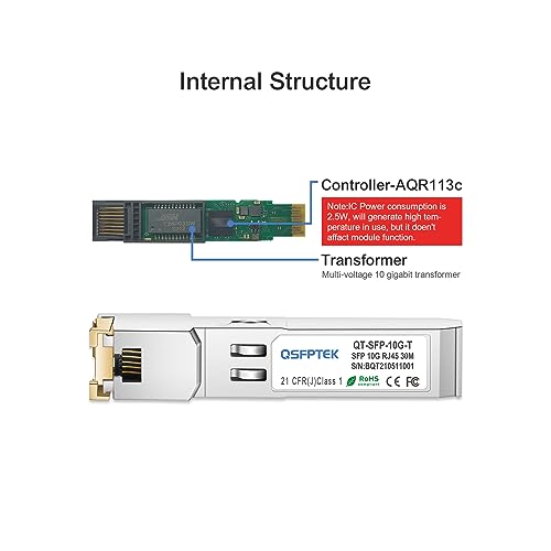 10Gb SFP+ RJ45 Transceiver, 10GBASE-T SFP To Ethernet Module, 10 Gigabit SFP Copper RJ-45 30m, 10g Network Fiber Optic Mini GBIC Generic 200 Vendor Co