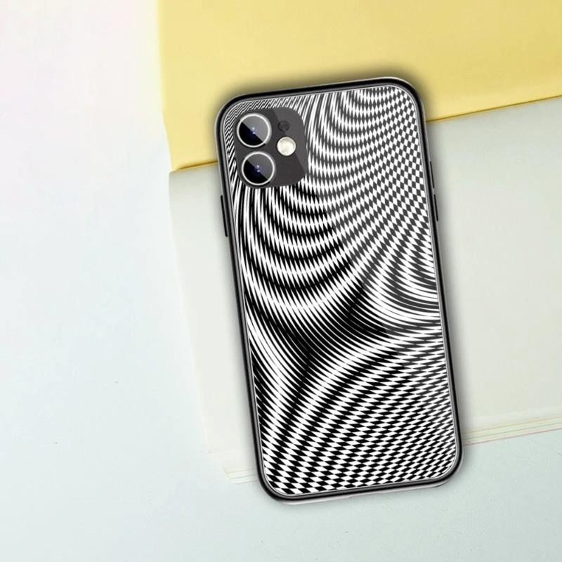 Black White Checkered Phone Case For IPhone 13 12 11 XS X 8 7 6 Plus Mini Pro Max SE 2022 Black PC TPU Glass Phone Cover
