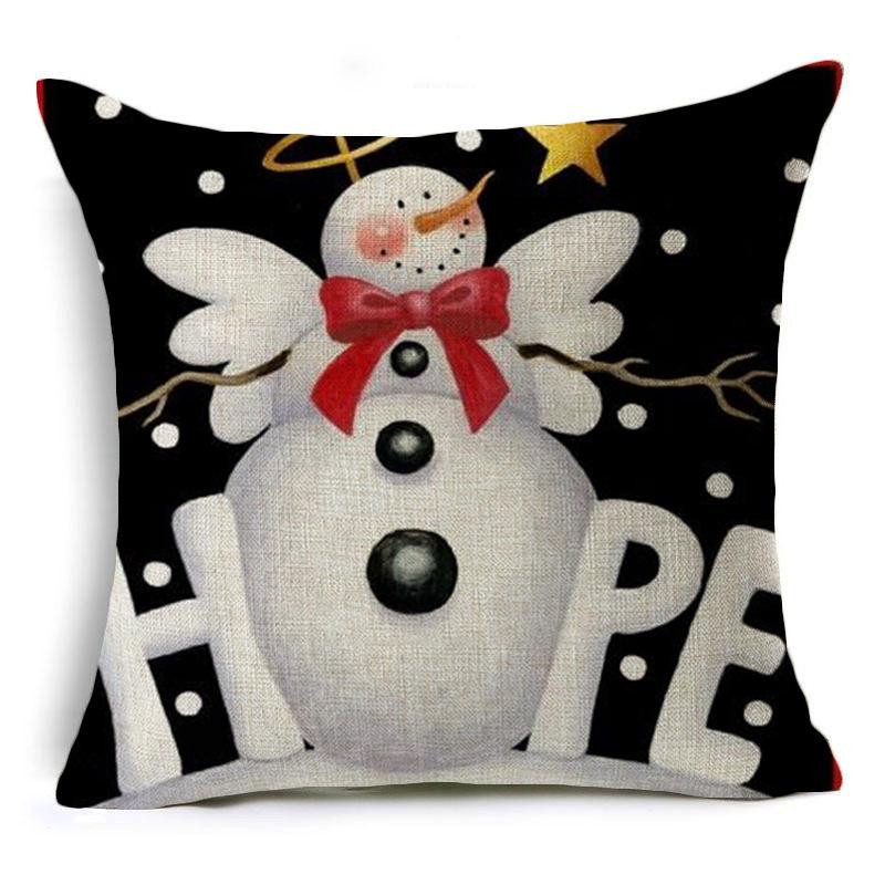 Christmas Merry Christmas Snowman Linen Pillow Case Office Cushion