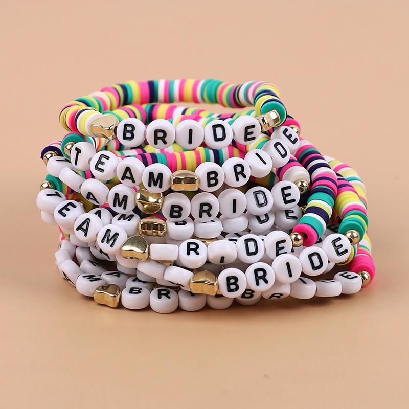 12Pcs Boho Handmade Team Bride Bracelets Bridal Shower Bachelorette Party Favors Bridesmaid Gifts Wedding Decoration Supplies