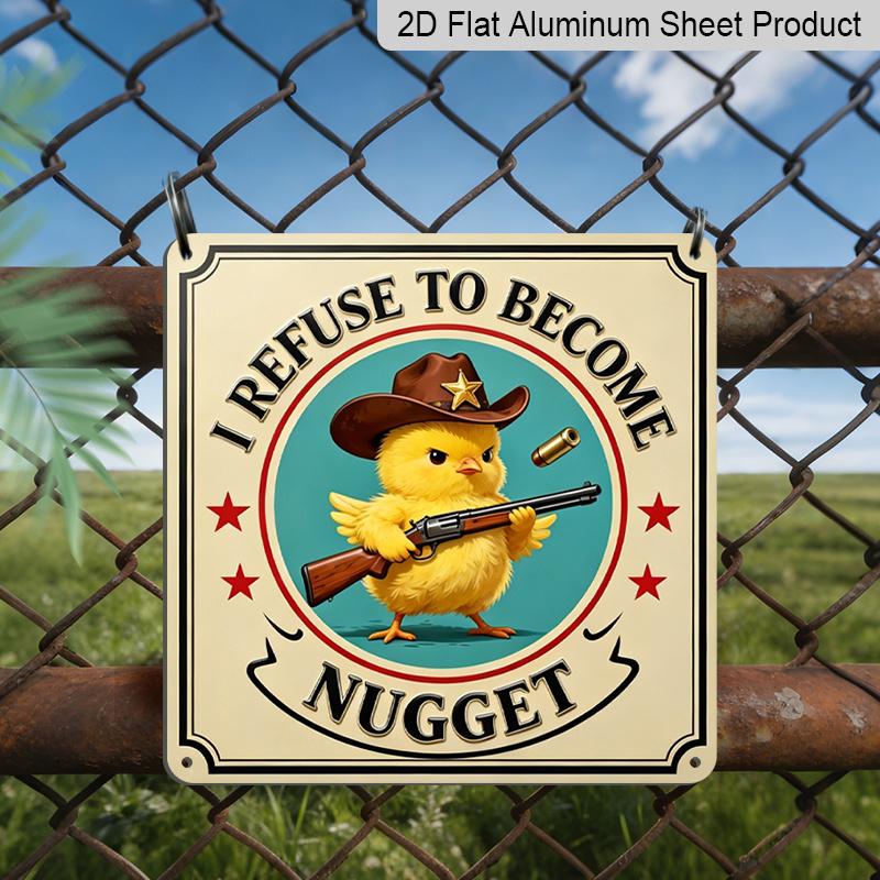 

2D Flat, 1pc, Vintage Metal Aluminum Decorative Sign, I Refuse To Become A Nugget, Retro Wall Art, Home Decor for Kitchen, Farmhouse Decor, Porch 20*20cm