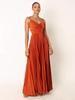 European Style Pleated Spaghetti Strap Dress - Women's Pine Smoke Ink Drop-Waist Long Dress