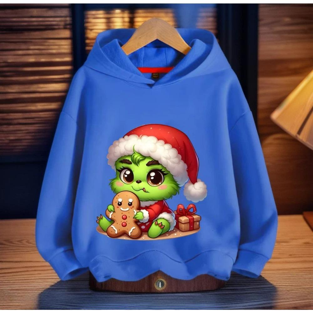 Cartoon Fashion Men Women's Hoodies Christmas Green Monster Print Pullover Cartoon Casual Sweatshirt Kids Hoodies Long Sleeve Clothing