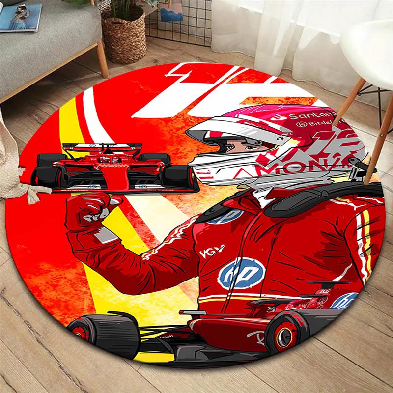 

Круглый ковер с картой трассы Формулы-1, Ковер для гостиной, спальни, дивана, игровой комнаты, Нескользящий коврик для пола 80cmx80cm