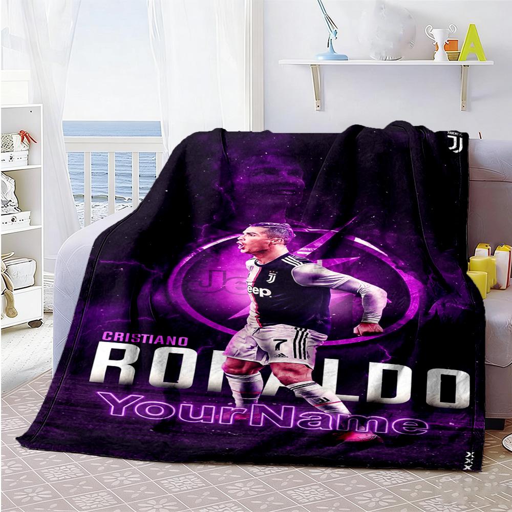 Cristiano Ronaldo 21 Personalized Text Blanket Gift Personalized Blanket Soft & Cozy Perfect for Sofa Chair Bedding Living Room for All Occasions