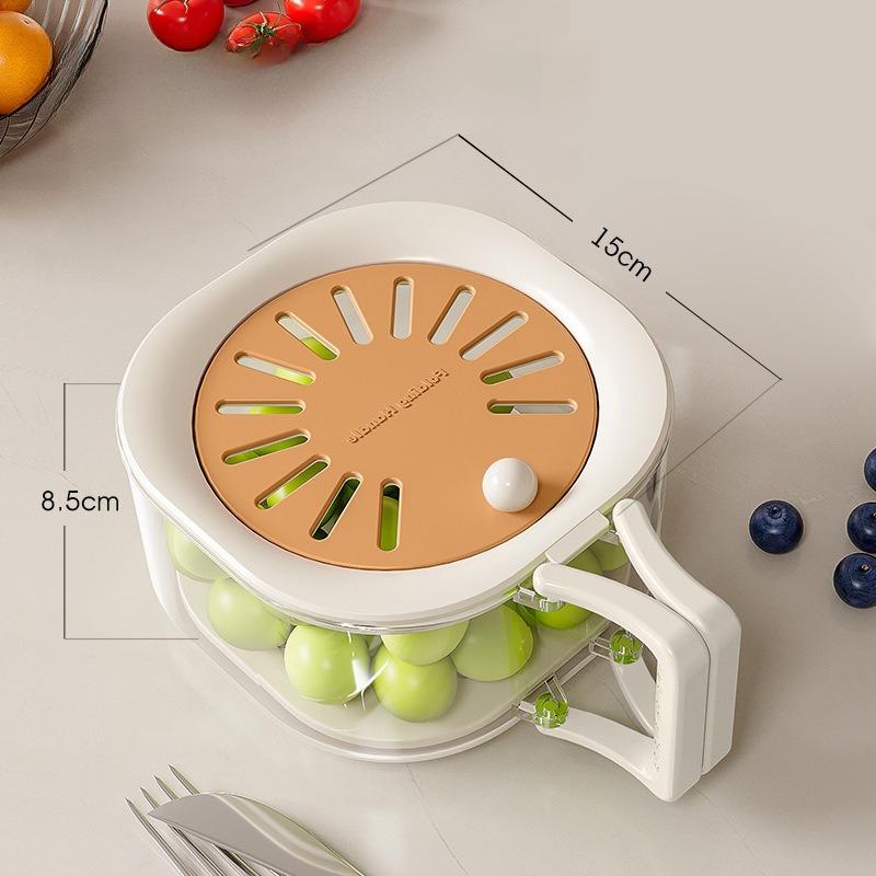 Fruit Basket Filter Water and Keep Fresh Two-in-one Dopamine Cute Household Drain Basket Thickened Dehydration with Cover