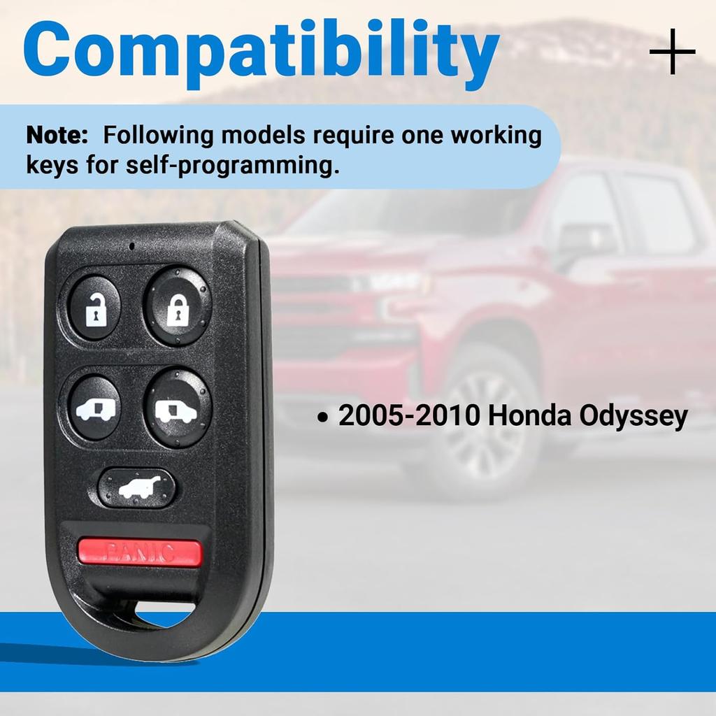 Key Fob Keyless Entry Remote Control Compatible with 2005 2006 2007 2009 2009 2010 Honda Odyssey Car Key Replacement for OUCG8D-399H-A 72147-SHJ-A61