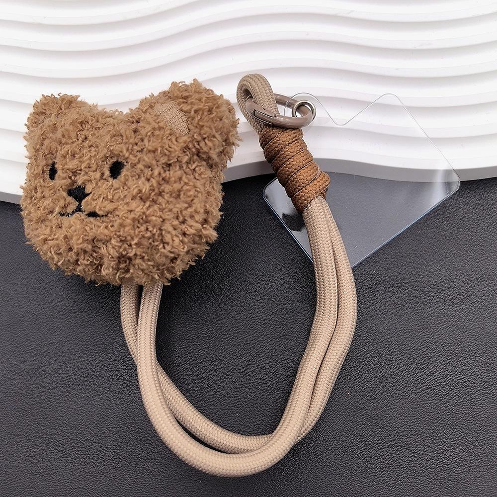 Autumn/Winter Cute Bear Plush Wristlet Phone Case & Lanyard