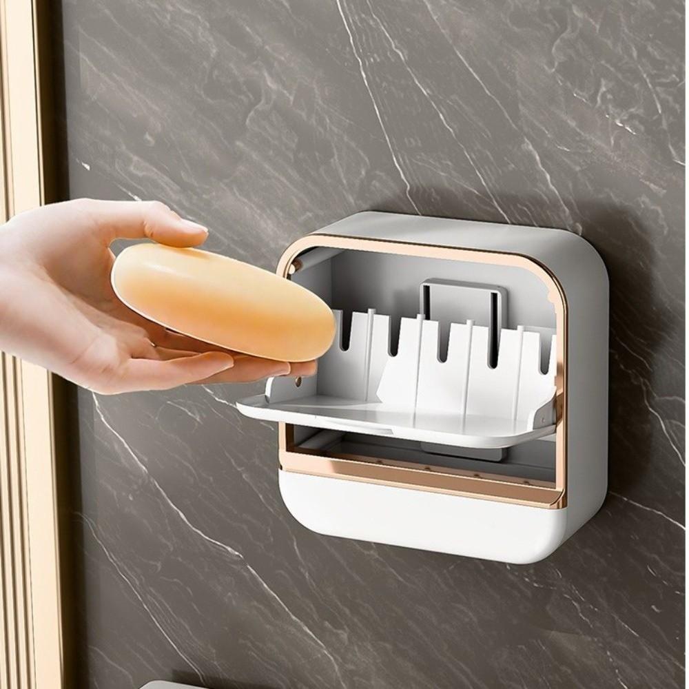 Wall Mounted Soap Dish Waterproof Bathroom Drain Soap Box New Soap Storage Case  Bathroom Supplies