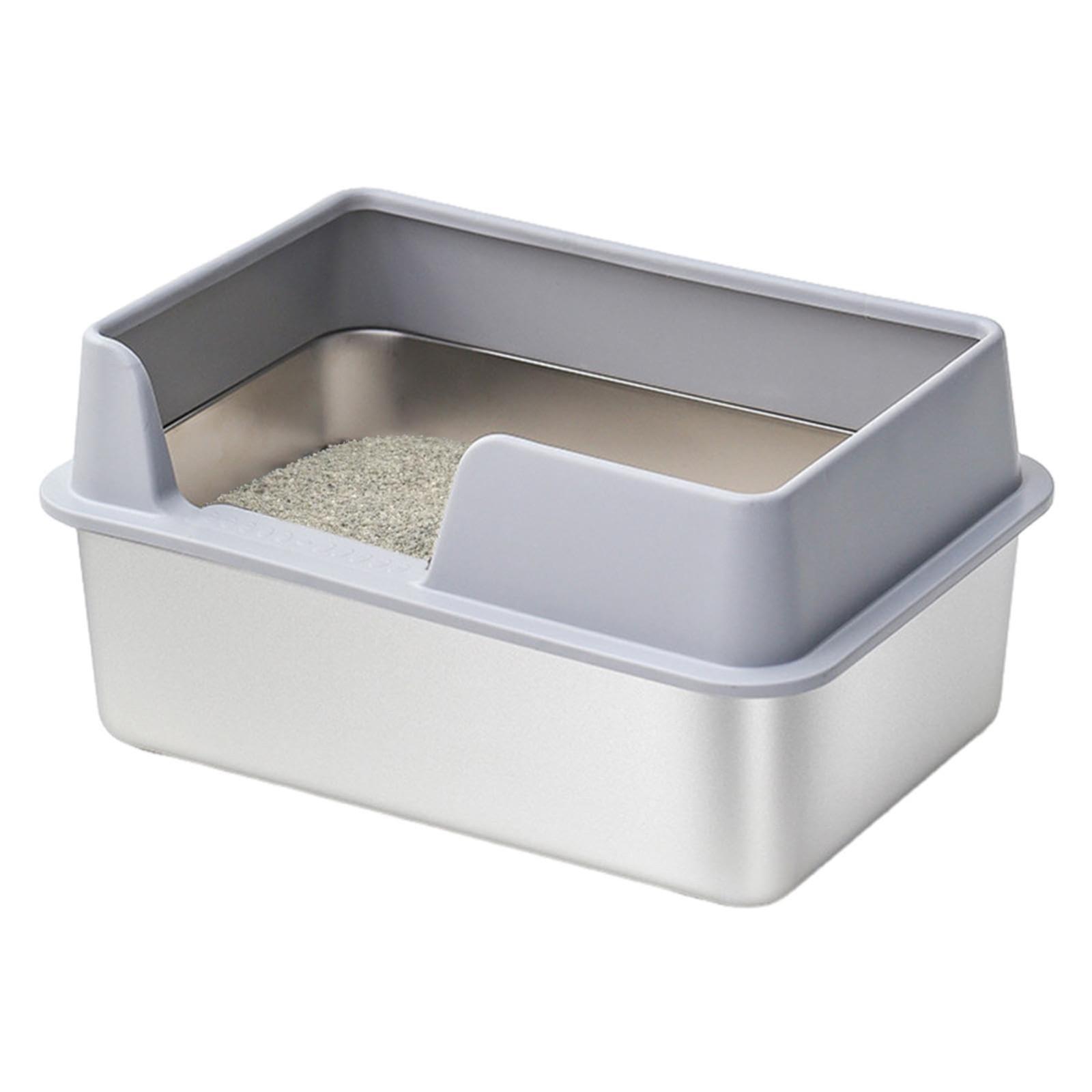 

Открытый лоток для кошачьего туалета с бортиком, Лоток для кошачьего туалета из нержавеющей стали, Открытый лоток для кошачьего туалета с высоким бортиком, Лоток-миска Jumbo маленький без крышки One Size