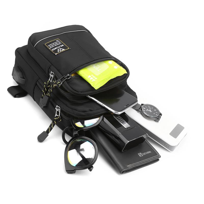 Geantă de umăr pentru bărbați, impermeabilă, USB, pentru bărbați, geantă pentru piept pentru bărbați, antifurt, scurtă de călătorie, pentru piept.