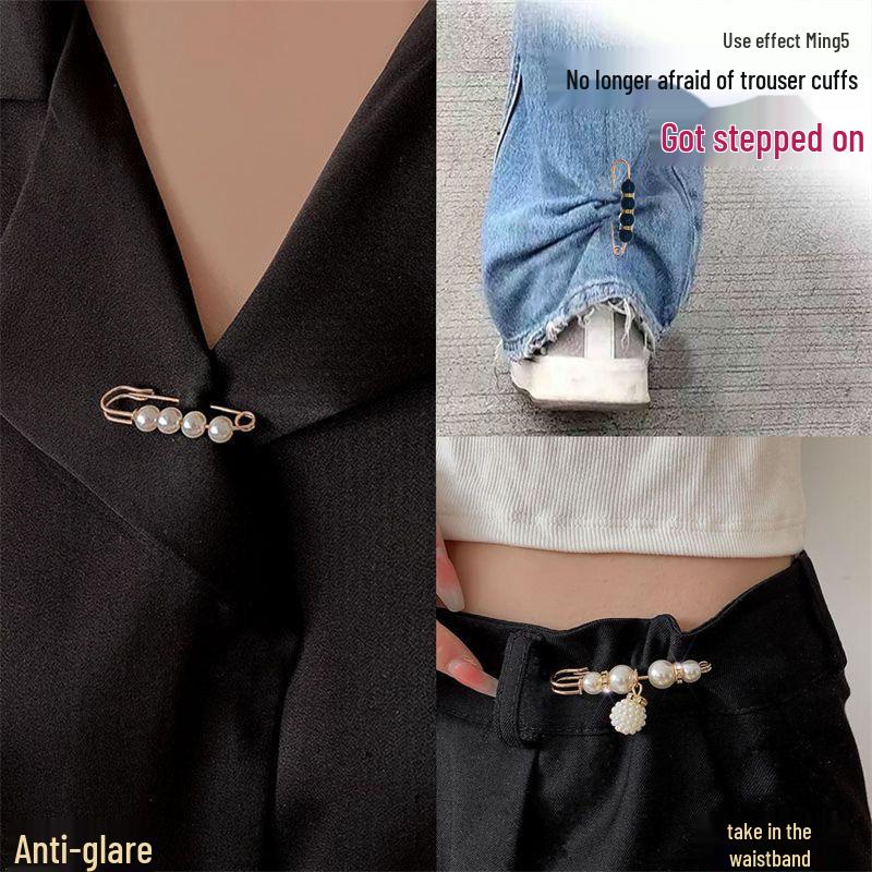 Pearl Waist Pin Brooch for Adjustable Skirt Fit