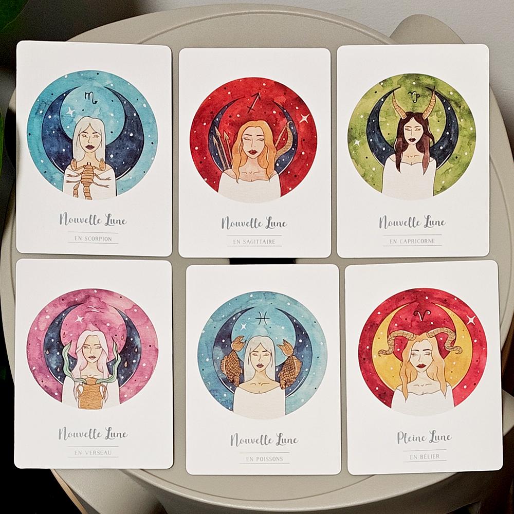 La Puissance De La Lune Oracle 10.5*7.5cm 42 Moon Power Cards in French Language for Spiritual & Emotional Guidance
