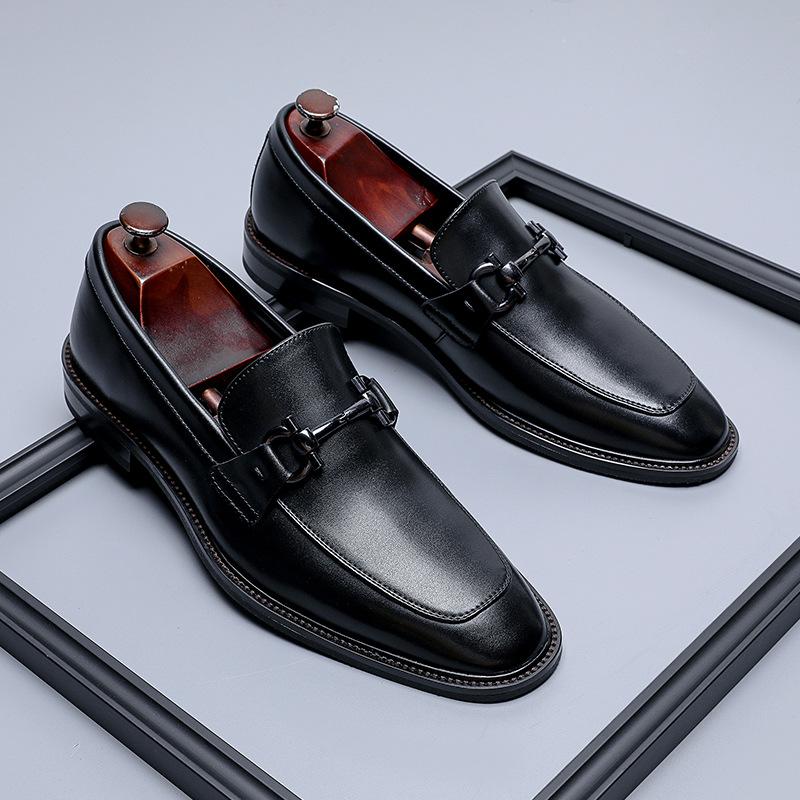 

Loafers Men s Shoes British One Pedal Business Dress Lazy Casual Polishing Platform Wedding Groom 24295-A 46 чёрный
