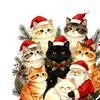 Xmas Window Decor Cat Christmas Static Cling Decal, Waterproof PVC Festive Sticker, Party Decorations Easy Apply Decorative for Home Living