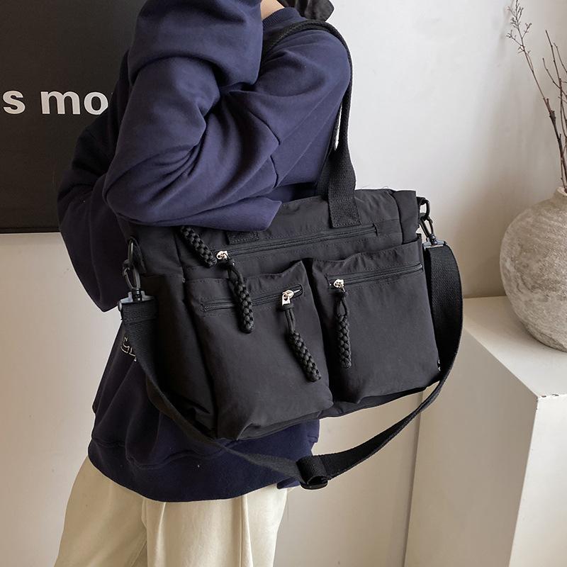 

Летняя новинка 2025 года женская сумка большой вместимости, одно отделение, многофункциональная сумка-тоут, женская на плечо, через плечо, многокарманная холщовая сумка чёрный