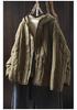 Women's Retro Winter Quilted Cotton Jacket with Hood, Vertical Stripes, Loose Fit, Petite Size, Warm & Thick Design