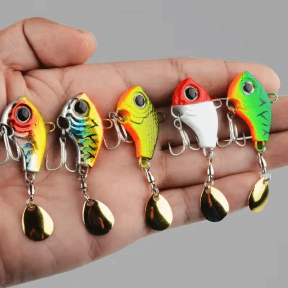 5pcs Spinners Fishing Lures Kit Rotating Glitter Fishing Lures Hooks  Fishing Tool
