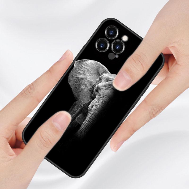 Animal Elephant Phone Case For Apple iPhone 13 12 Mini 11 Pro XS Max X XR 8 7 6S 6 Plus SE 2020 5S 5 Soft TPU Black Cover