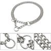 Silver Dog Choker Collar,2 Rows Stainless Steel Dog Chain Cuban Link Metal Martingale Collar Heavy Duty Training Choke Collar for Small Medium Large