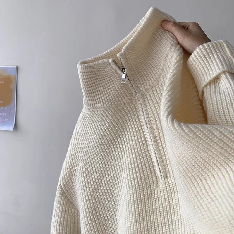 

Men s Cityboy High-Neck Half-Zip Sweater - Japanese Lazy Style Knitwear L абрикосовий