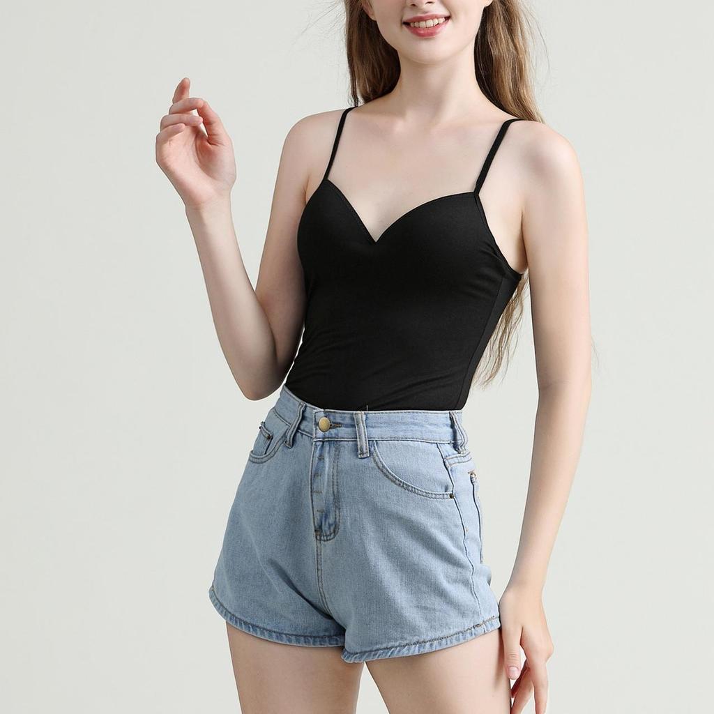 Weardear Damen Unterhemden Sexy Camilose Bauchfrei Oberteile Spitze Crop Top BH-Hemden Bustier Cami Tanktop Blau S