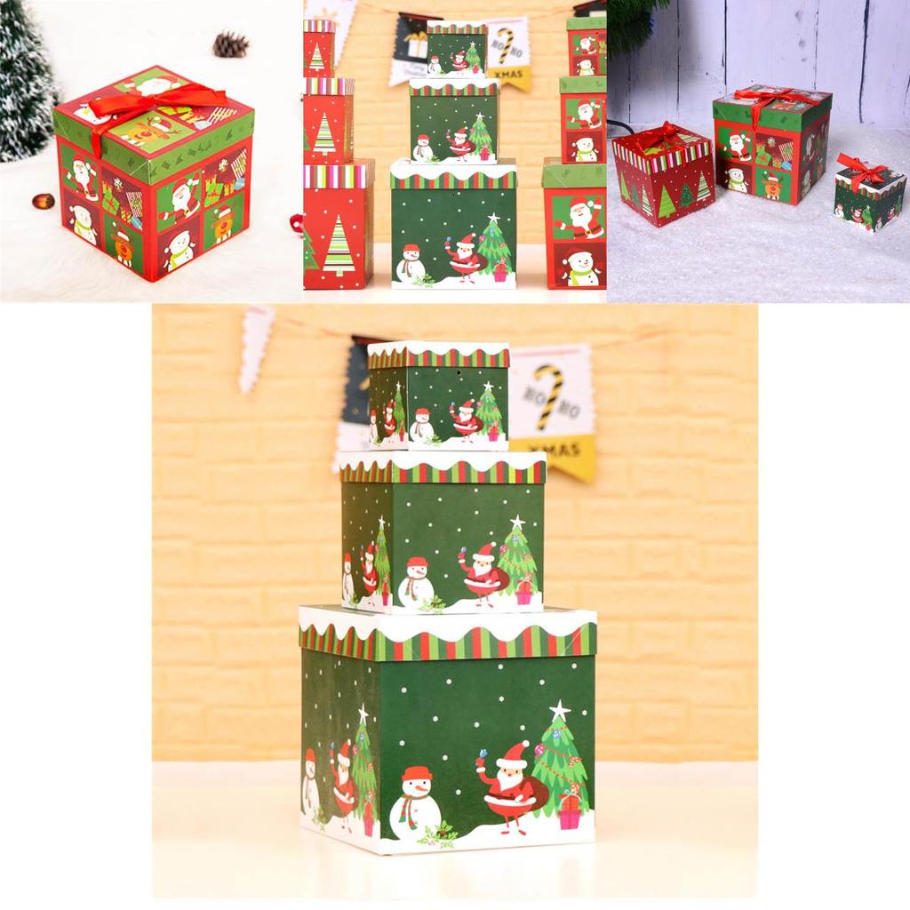 3 buc Cutie Mare Premium de Cadou de Crăciun cu Capac Panglică Cadou de Crăciun Cutie Pătrată