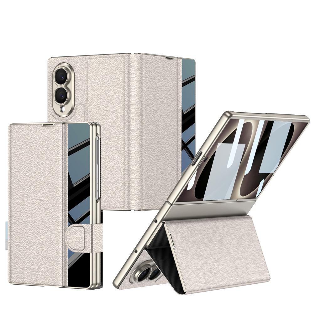 Plain Leather Fold Holder Case for Samsung Galaxy Z Fold 8 Ultra Outer Screen Glass Protective Cover for Galaxy Z Fold7 Case