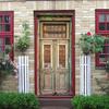 Art Wood Door 3d Modern Stickers Wallpaper Retro Style Poster Mural Decorated With Antique Red Brick Wall Door Stickers
