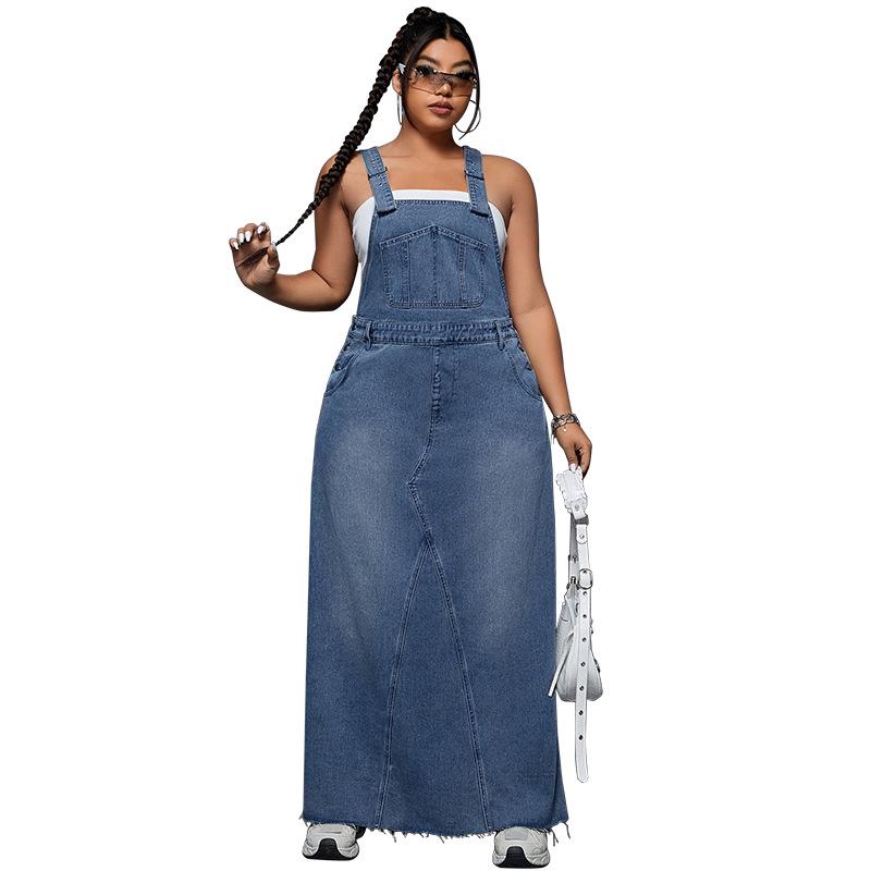 Tuta Nuova in Denim Piccante da Donna Taglie Forti