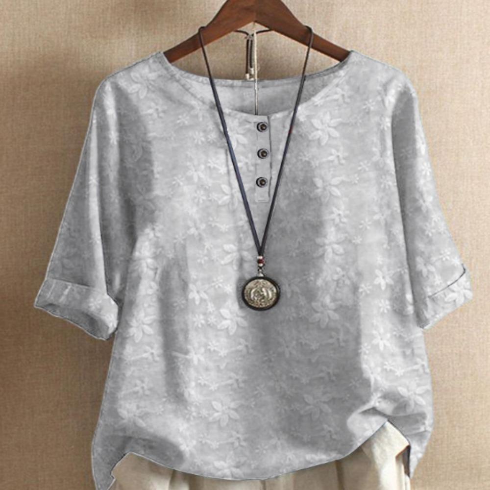 Ethnic Style Women's O-neck Digital Vintage Print Loose Shirt Half Sleeve Blouses Tops Women Harajuku Casual Pullover