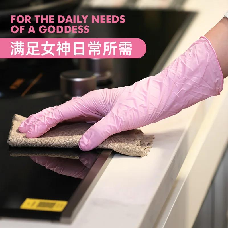 100 stücke Einweghandschuhe Rot Rosa Latexfrei Frau Weiblich Zuhause Arbeitsplatz Sicherheit Elastischer Handschuh Synthetisches Nitril Vinyl Klein