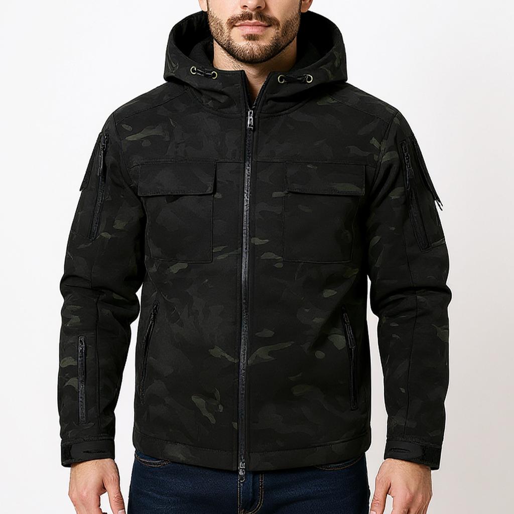 Men'S Loose Jacket Fashionable Multi Pocket Hooded Jacket