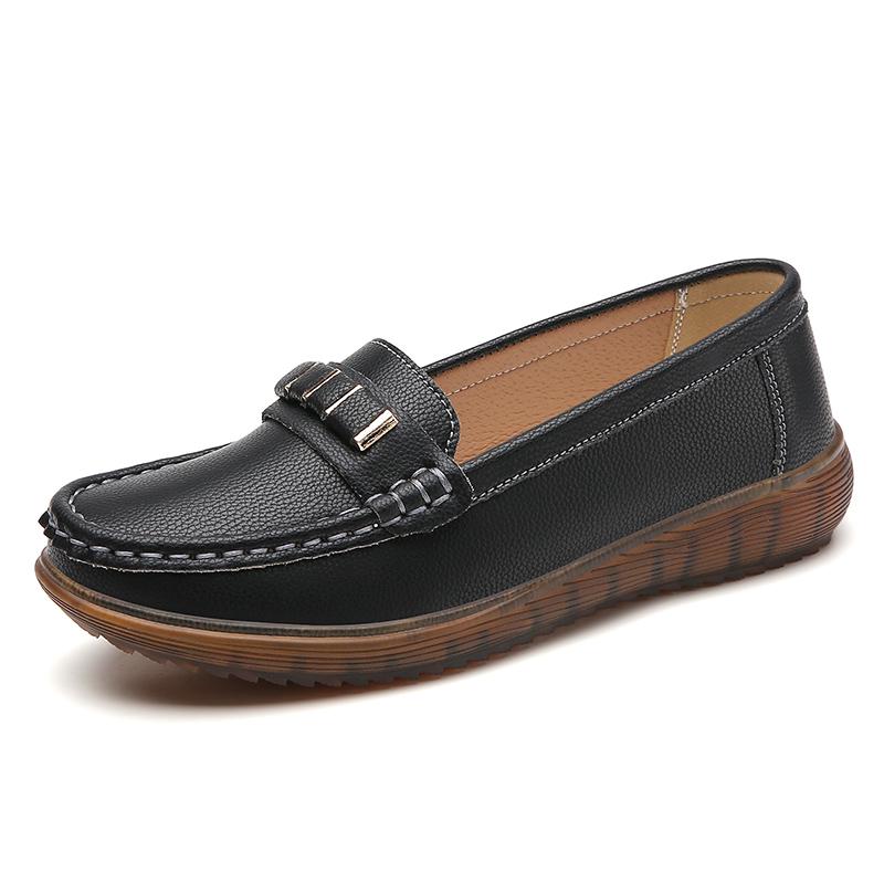 

2025 Новые Удобные Повседневные Модные Женские Туфли Большого Размера с Вырезами, Низкие, 35-44, Высококачественные Балетки, Мокасины из Натуральной Кожи 35 чёрный