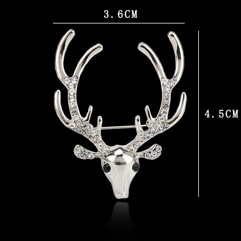 Rhinestone Elk Christmas Brooch with Drip Oil - Festive Cartoon Style Accessory