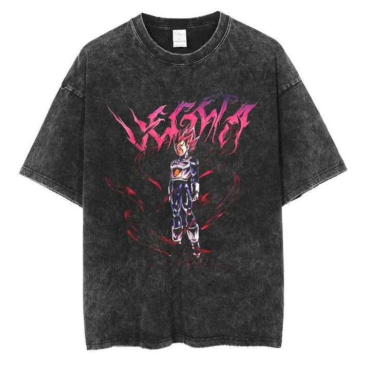 Vegeta Galick Gun Vintage T-shirt Washed Oversized DRAGON BALL Anime Tee Men Women Street Hip Hop Y2k Harajuku Female Male Clothing