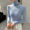 Women's Slim-Fit Ribbed Cashmere Sweater - Solid Color, High-Neck, Knitted Top for Autumn/Winter
