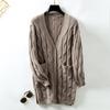 Autumn & Winter New Fashion Casual Fried Dough Twists Knot Knitted Cardigan Women's Vintage Loose Medium Length Sweater Coat
