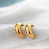 Boucles d'oreilles créoles épaisses en forme de C vintage pour femmes Cercle lisse en acier inoxydable plaqué or Créoles Mode Zircon Cadeau de Fête