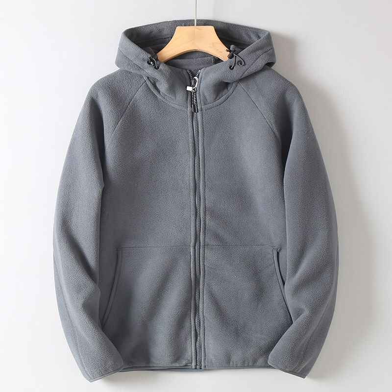 Original Export Surplus Fleece-Lined Thickened Warm Hooded Sweatshirt for Men, Autumn and Winter Sports Casual Fleece Jacket
