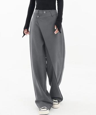 Elegant Vintage Suit Pants Women Black Korean Loose Old Money Classic Trousers Patchwork Office Ladies Palazzo