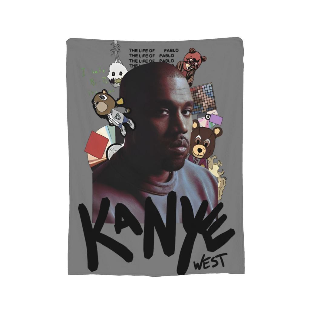 Kanye West Blanket Fleece Spring/Autumn Cute Bear Multifunction Lightweight Throw Blanket for Home Bedroom Quilt